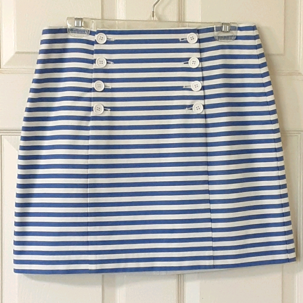Slate and Willow blue & white stripe mini skirt.